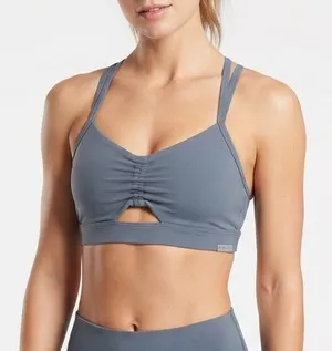 Athleta Vital Cinch Bra Slate Blue Grey Light Impact Sports Bra A-C Cup Large thumbnail 1