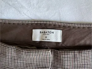 Aritzia Babaton Atelier Beige Brown Houndstooth Pattern Dress Pants Office US 12 thumbnail 4