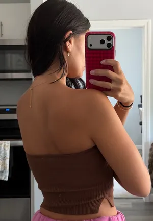 Princess Polly Brown Strapless Knit Crop Top thumbnail 3