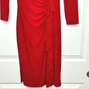 American Living Red 3/4 Sleeve‎ Ruched Sheath Dress Career Cocktail Party thumbnail 5