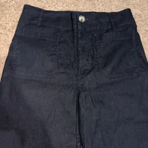 Anthropologie Maeve Colette Ankle Cropped Linen Blend Wide Leg Pants Black 31 thumbnail 4