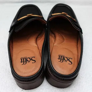 Sofft Black Leather Slide-On Bronze Metal Horsebit Accent Loafer Mules US 8 thumbnail 3