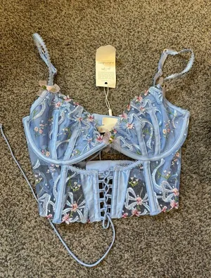 For Love and Lemons Bell Blue Bustier Top thumbnail 1