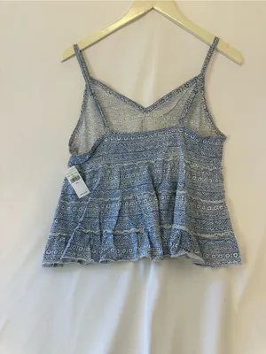 American Eagle Outfitters Blue Printed Spaghetti Strap Peplum Camisole thumbnail 2