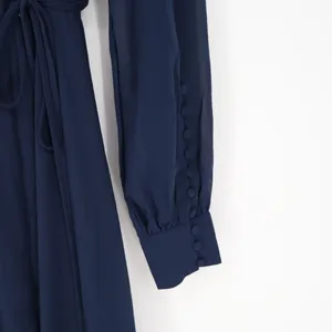 Lulus My Whole Heart‎ Wrap Dress Womens Medium Midnight Blue Long Sheer Sleeves thumbnail 4