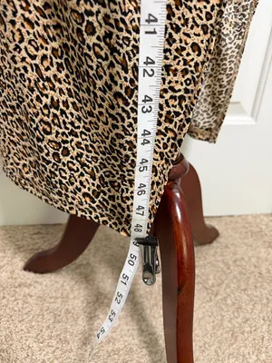 Leopard Print V-Neck‎ Slip Dress in Tan and Black thumbnail 4
