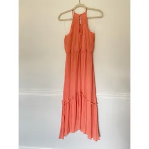 NWTs All in Favor Maxi‎ Dress Coral Halter Ruffle Autumn Parisian Boho Party thumbnail 3