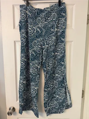 Maeve Navy and White Paisley Wide-Leg Pants thumbnail 5