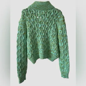 Urban Outfitters BDG Killian Quarter-Zip Pointelle Green Knit Sweater Sz M NWOT thumbnail 7