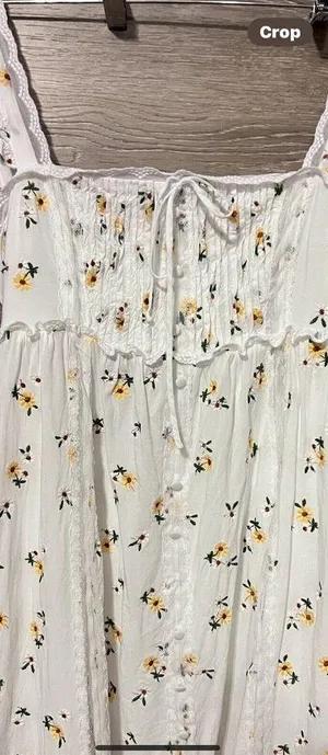 Altar'd State Babydoll Sz M Dress White Floral Embroidery Open Back Cottagecore thumbnail 2