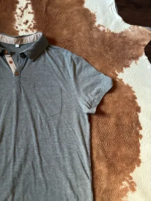 Grey men's polo from Amazon size large More fitted 95% cotton 5% spandex thumbnail 2