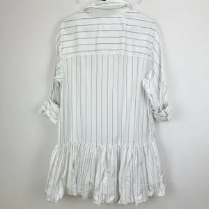 Madewell Bubble Hem Mini Shirtdress Pinstripe Poplin Cotton White Medium NWT thumbnail 12