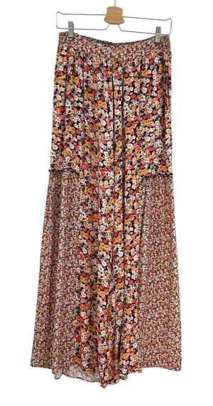 Maaji Wide Leg Pants Calico Floral Print Viscose Orange‎ Black Size Medium thumbnail 1