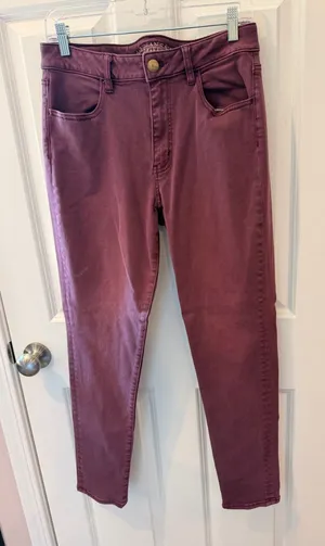 American Eagle Maroon Hi-Rise Jegging Size 12 thumbnail 1