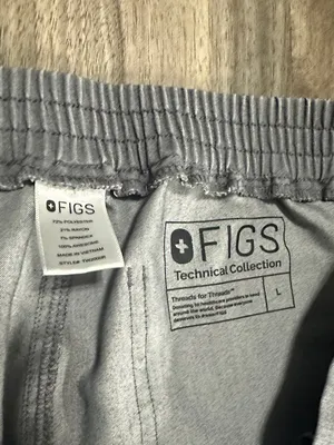 Figs Heather Gray Track Pants with Teal Drawstring thumbnail 2