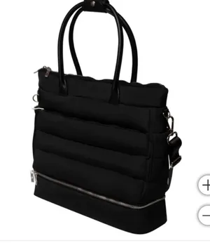 Black Puffy Quilted Tote with Double Handles thumbnail 5