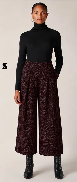 Whistles Mari‎ Heart Print Wide-Leg Pants Size 8 thumbnail 1