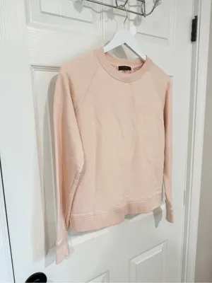 J.Crew Pink Eyelet Lace Back Sweatshirt Top Small Cottagecore Feminine thumbnail 6