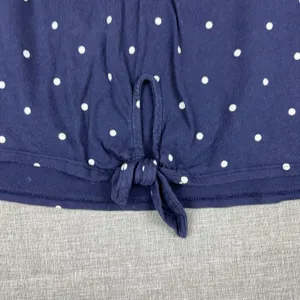 Old Navy Tank Top Womens XXL Blue Scoop Neck Sleeveless Polka Dot Tie Front thumbnail 2