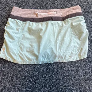 Lululemon size 8 Mint Green Skirt with shorts grey white striped Waistband thumbnail 4