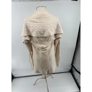 Lauren Ralph Lauren Cable Knit Open Front Cardigan Womens Size L/XL Ivory Wool thumbnail 7