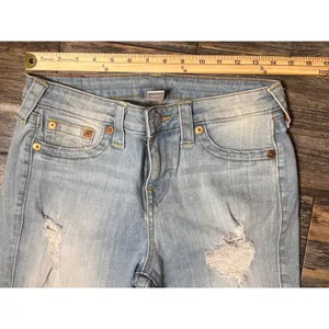 True Religion Super Skinny Jeans Distressed Light‎ Wash Size 29 Ripped Grunge thumbnail 7