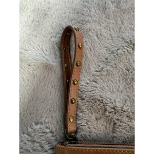 Ariat Tan Leather Fringe Wristlet Clutch with Studded Strap thumbnail 3
