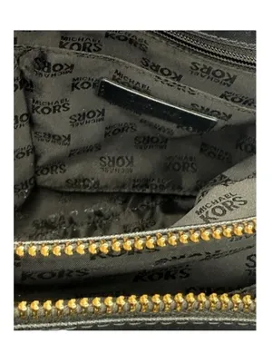 Michael Kors ✿ Florence Medium Saffiano Leather Satchel Handbag ✿ Black Gold MK thumbnail 10