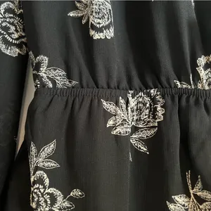 Maurices Black V-Neck Floral Long Sleeve Dress Size Medium Moody Whimsigoth thumbnail 7