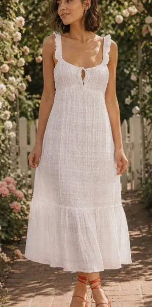 Lovers & Friends Rosine Midi Dress Size XS White Cottagecore Coastal Summer Chic thumbnail 1