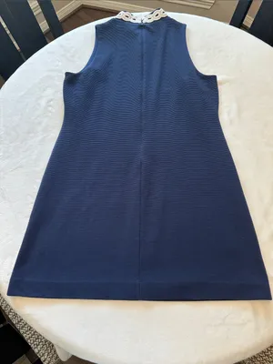 Lilly Pulitzer Navy Blue Sleeveless Mini Dress with White Lace Trim-Size XL-2020 thumbnail 2