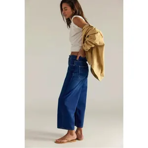 Free People Carina Ultra Soft Low Rise 90s Baggy Boyfriend Jeans Blue 33 Long thumbnail 2