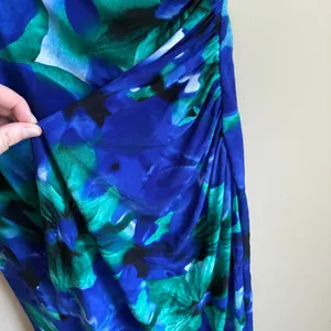 Lauren Ralph Lauren Floral Ruched Sheath Dress 6 Blue Green Womens Surplice thumbnail 4