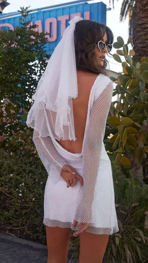 Anna White Rhinestone Mesh Mini Dress thumbnail 2