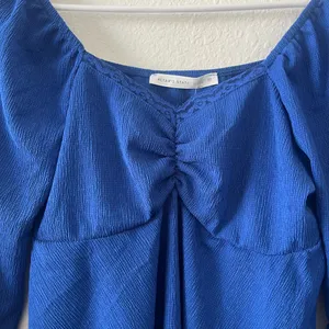 NWT Altar'd State Top Medium Blue Adley Cinched‎ Ruched Babydoll Blouse Medium thumbnail 2