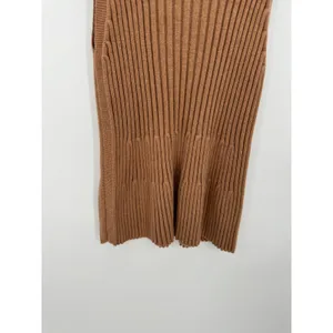 Moth Anthropologie Women Medium‎ Tan Brown Ribbed High Neck Sleeveless Sweater thumbnail 3