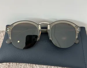 Madewell Semi-Rimless Gray Round Sunglasses thumbnail 1