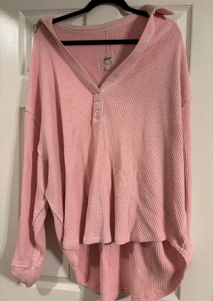 Aerie Pink Waffle Shirt thumbnail 1