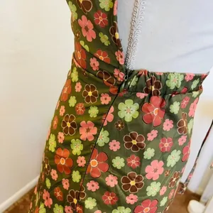 Verge Girl Green Hippie Retro Floral Silky Open Back Mini Dress NEW US Size 2 thumbnail 6