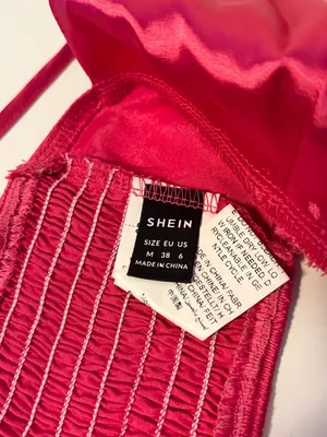 SHEIN Silky Satin Deep V Neck Bralette Crop Cami Tank Top Hot Pink Womens Size M thumbnail 3