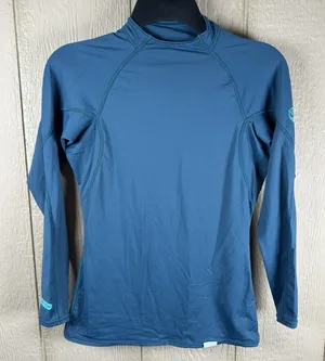 NRS Sun T-Shirt Womens Small Blue UV Protection Long Sleeve UPF 50 Mock Neck thumbnail 1
