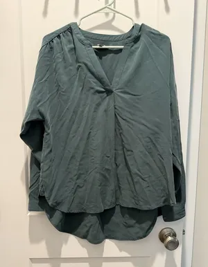 Madewell Sandwashed Popover Top Blouse Large thumbnail 1