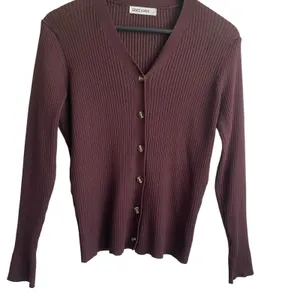 Grace Karin Women Cardigan Sweater L Brown Ribbed Fitted Preppy Academia‎ Office thumbnail 3