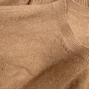 100% Cashmere Ruffle Sleeve Sweater Camel Tan Crewneck Pullover M/L thumbnail 6