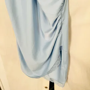 Urban Outfitters UO Margaux Blue Satin Lace Trim Slip Dress thumbnail 4