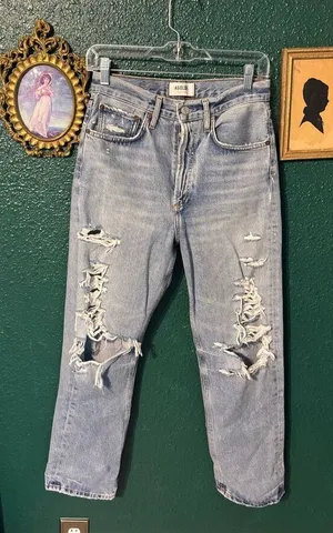 AGOLDE Distressed Straight Leg Jeans Size 25 thumbnail 1