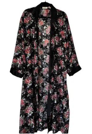 Victorias Secret Vintage Floral Burn Out Vintage Robe Topper Womens Large thumbnail 1