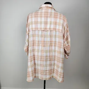 American Eagle Linen Blend Oversized Plaid Shirt thumbnail 3