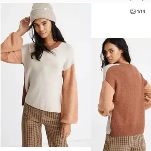 Madewell Payton color block wool blend oversized sweater xs thumbnail 2