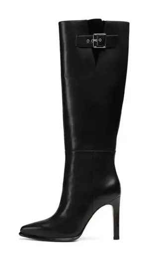 PAIGE Hazel Black‎ Leather Knee Heel Boots Size 7.5 thumbnail 1